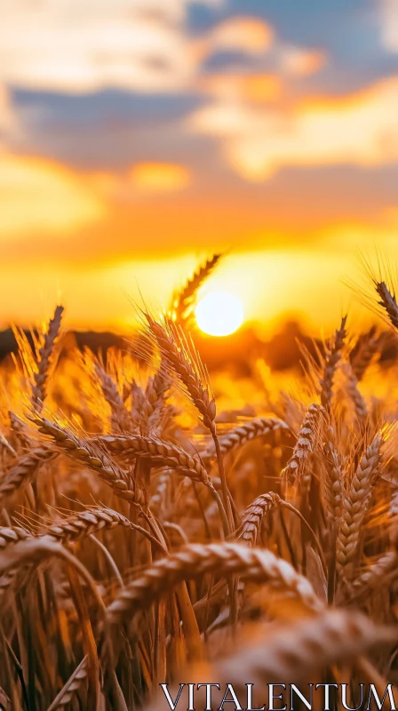 AI ART Serene Sunset in Wheat Field