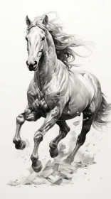 Captivating Artistic Rendering of a White Horse in Motion
