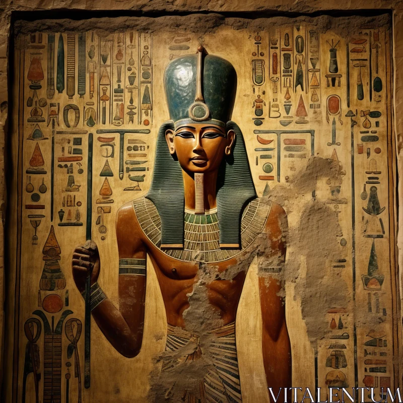 Captivating Egyptian Pharaoh Painting in Museum AI Image