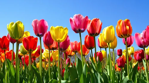 Colorful Tulip Field in Springtime