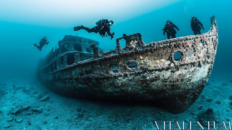 Mysterious Sunken Ship Exploration AI Image