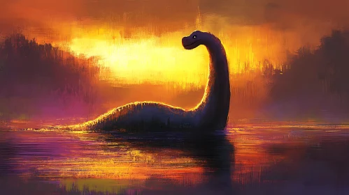 Silhouette of a Sea Monster in Sunset Glow