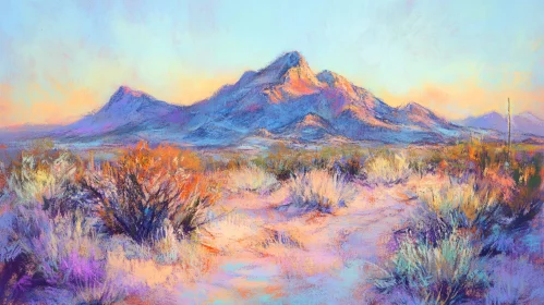 Pastel Nature Art - Mountain Sunset