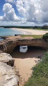Scenic Beach Landscape with Stone Arch and Ocean