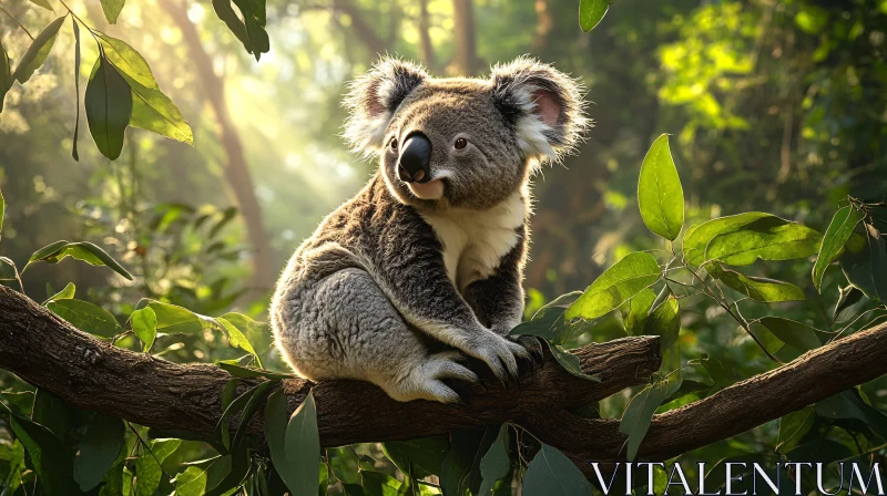 AI ART Tranquil Koala on Eucalyptus Branch