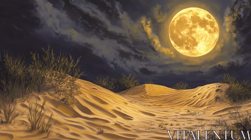 AI ART Moonlit Desert Scene