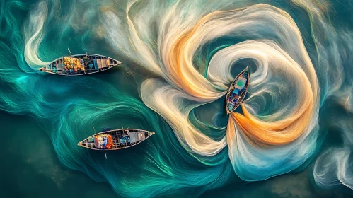 Swirling Fishing Nets Aerial View