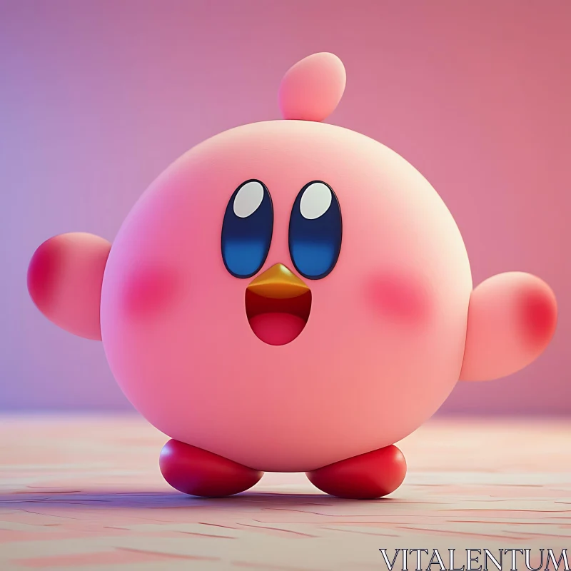Happy Pink Cartoon Character Illustration