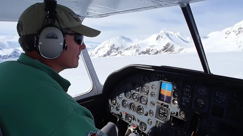 Aviator's View over Snowy Peaks