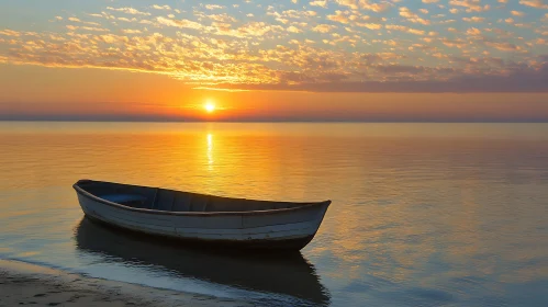 Tranquil Sunset Over the Sea with a Boat