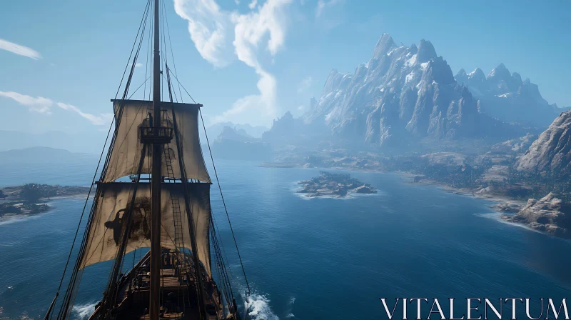 AI ART Tall Ship Adventure in Serene Waters