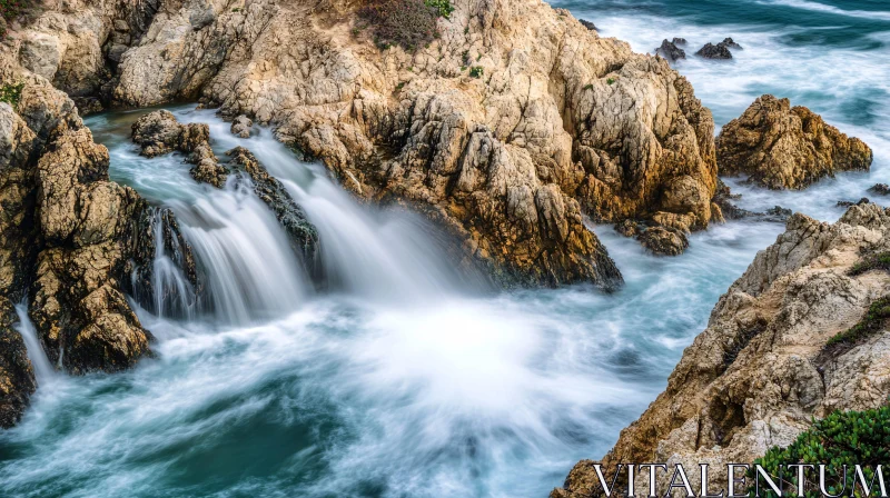 AI ART Stunning Seascape with Dramatic Waterfalls