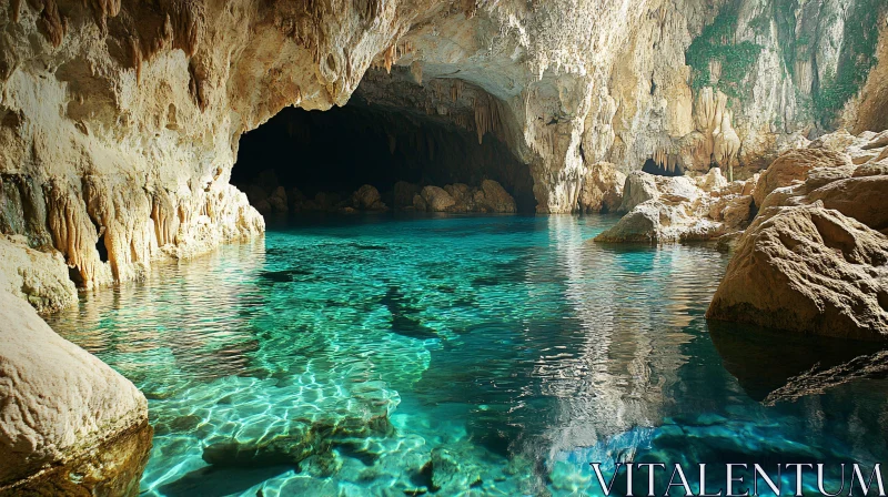 AI ART Turquoise Waters in a Beautiful Cave