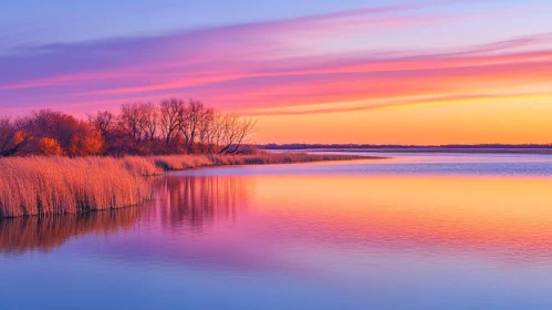 Tranquil Lakeside Sunset