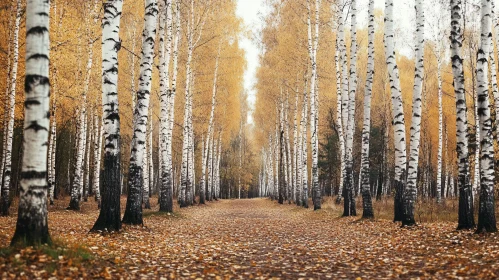 Autumn Wonderland: Birch Tree Pathway