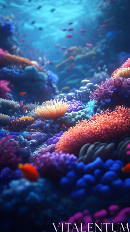 AI ART Colorful Marine Life and Corals Underwater