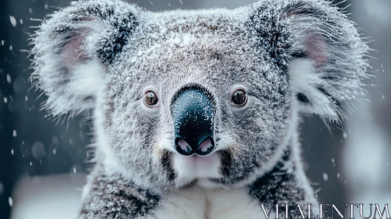 AI ART Wintry Koala Close-Up