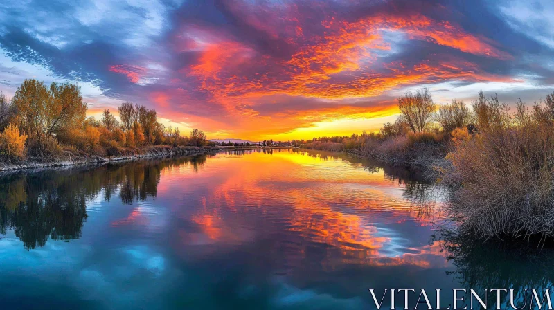 AI ART Serene Sunset Over a Calm River