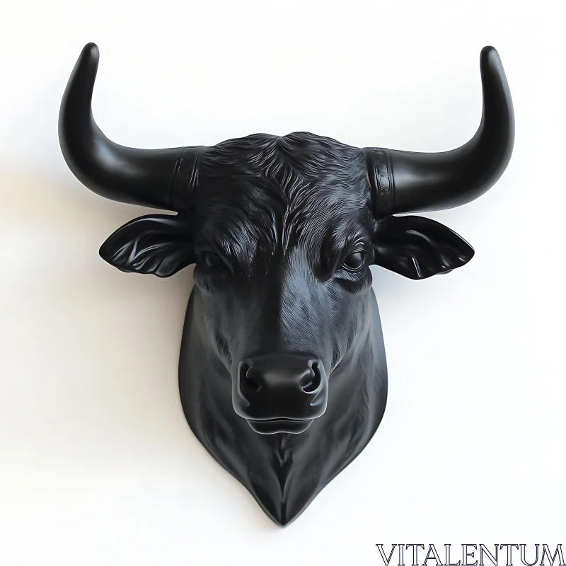 Modern Black Bull Sculpture AI Image