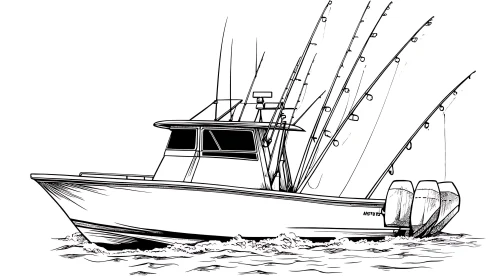 Modern Fishing Boat Drawing