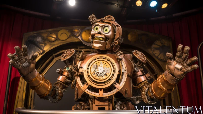 Intricate Steampunk Man in Robotic Motifs - Interactive Exhibition AI Image
