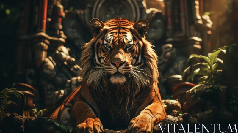 Majestic Tiger in the Jungle: A Cinematic Elegance AI Image
