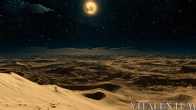 AI ART Moonlit Desert Dunes at Night