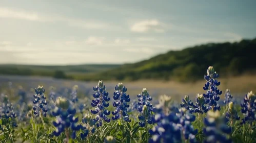 Bluebonnet Flower Field in Nature