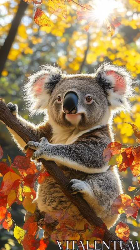 Koala and Colorful Foliage AI Image