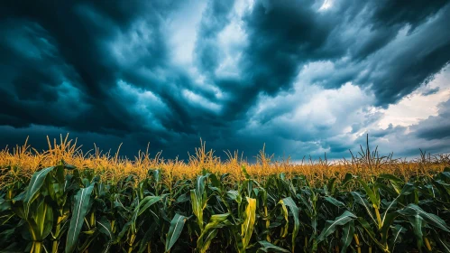 Golden Cornfield with Storm Clouds