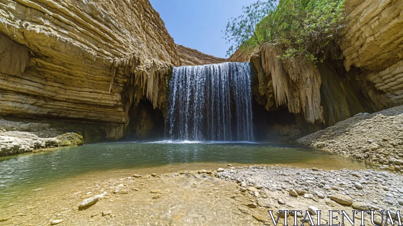 AI ART Stunning Natural Waterfall in Rocky Landscape