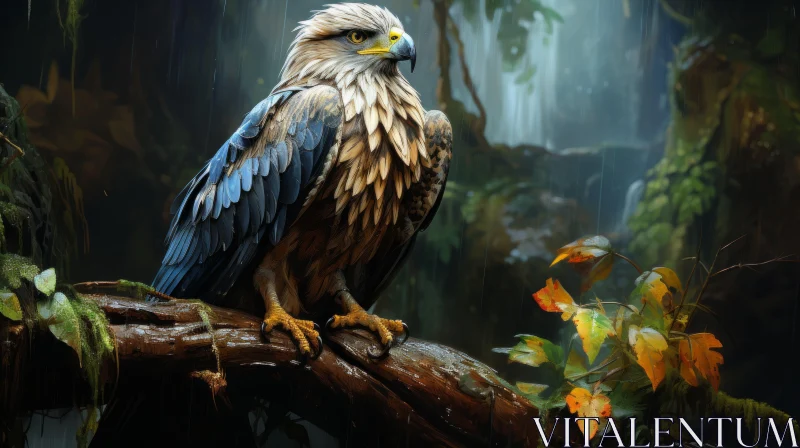 Majestic Eagle Perched in Forest: A Concept Art Masterpiece AI Image