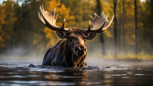 Majestic Moose in Still Creek - Emotive Nature Imagery