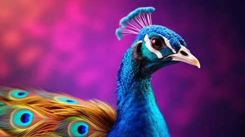 Portrait of a Vibrant Peacock in Colorful Background