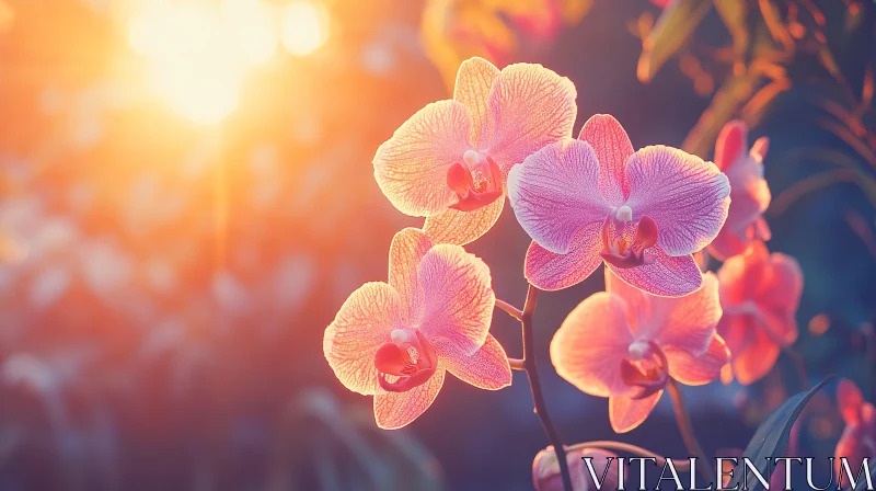 AI ART Beautiful Orchids in Warm Light