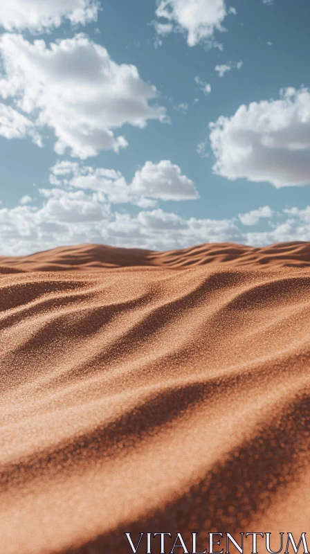 AI ART Scenic Desert with Dunes and Partly Cloudy Sky