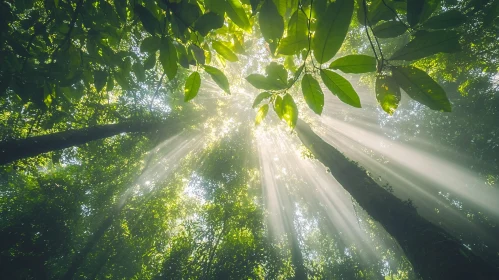 Light Rays in Lush Forest