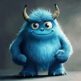 Cute Cartoon Blue Monster Character