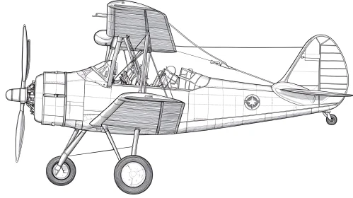 Intricate Illustration of a Vintage Biplane