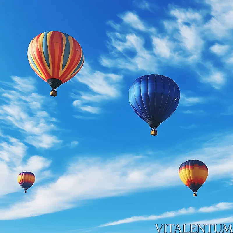 AI ART Floating Hot Air Balloons in Clear Blue Sky