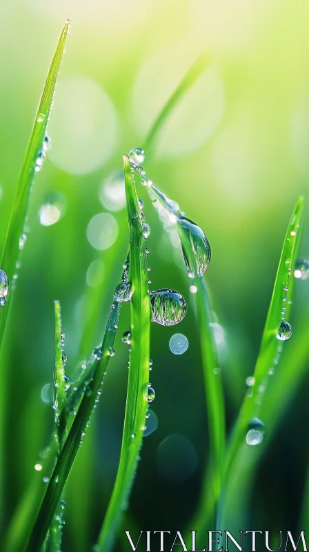 AI ART Morning Dew on Grass - Nature Macro Shot