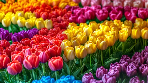 Bright and Colorful Tulips in Full Bloom