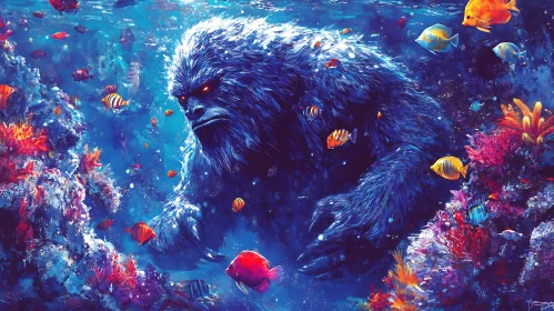 Yeti in Aquatic Fantasy World