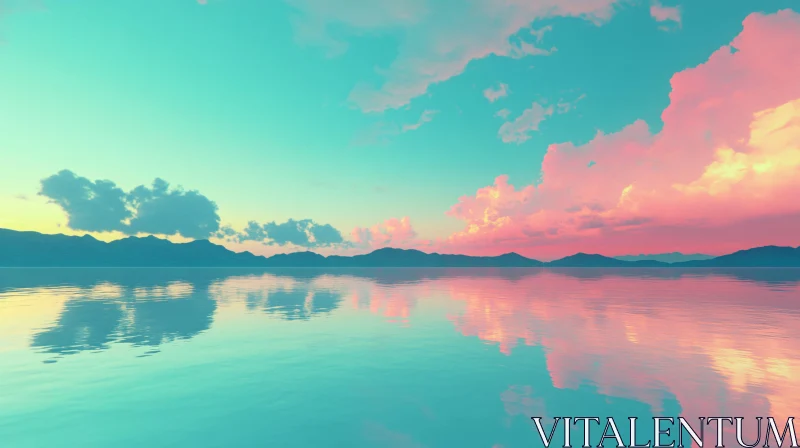 Calm Waters with Pastel Sky AI Image