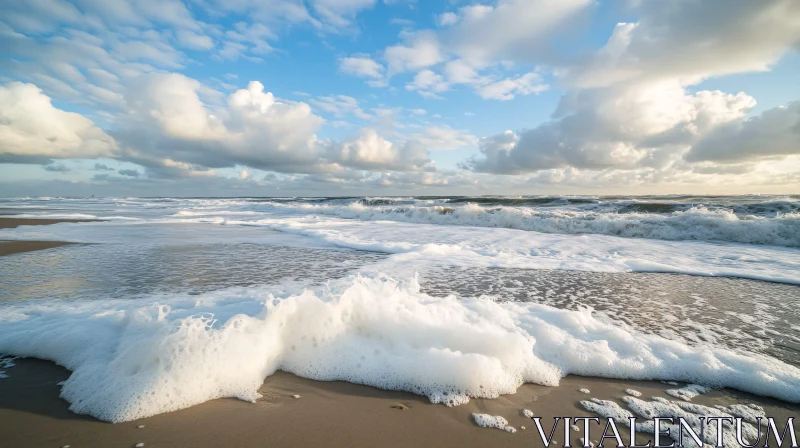 AI ART Peaceful Ocean Waves and Sandy Beach