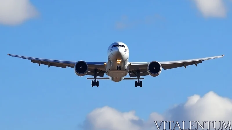 Airplane Approaching for Landing AI Image