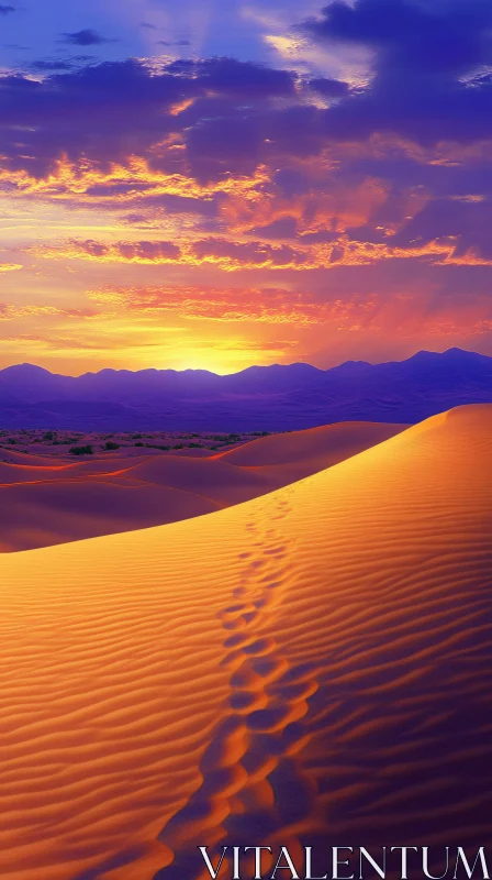 AI ART Sunset Over Desert Dunes