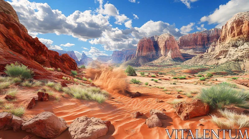 AI ART Stunning Desert Vista with Red Sandstone Cliffs