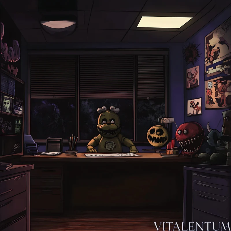 Creepy Office Scene with Animatronic AI Image