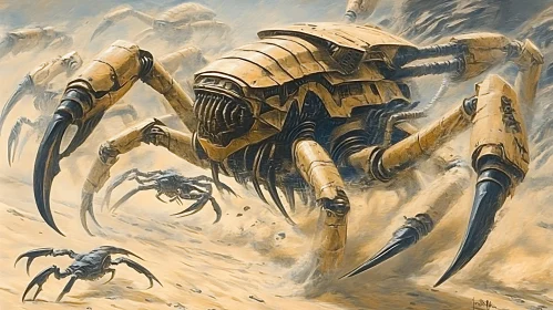 Mechanical Scorpion in Sandy Terrain